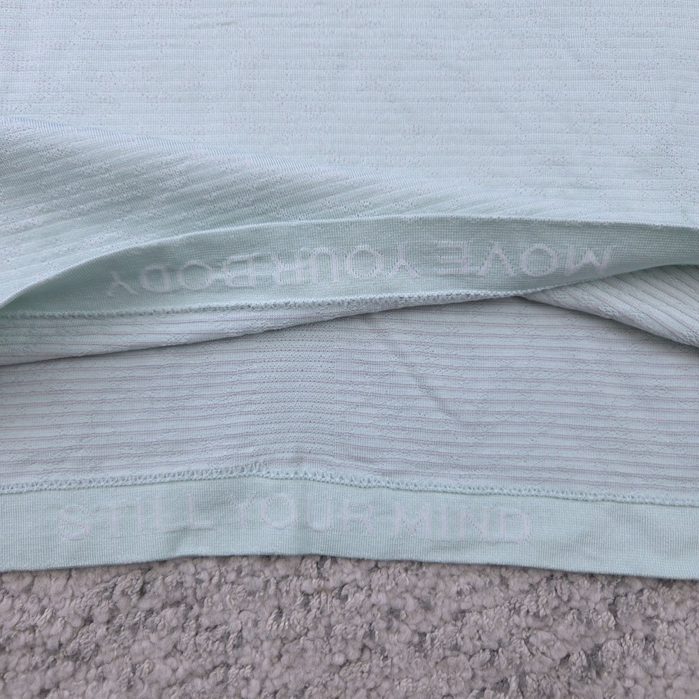 Lululemon Yoga Top Womens 16 Shirt Tee Crew Neck Long Sleeve Thumb Loops Mint - Picture 6 of 11